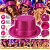 Fuşya Simli Glitter Silindir Parti Şapkası