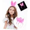 Kenarları Dantelli Fuşya Pullu Payetli Led Işıklı Tavşan Kulak Taç 23x19 cm
