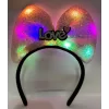 Led Işıklı 3 Farklı Fonksiyonda Yanan Gümüş Love Yazılı Toz Pembe Fiyonk Taç 20X17 cm