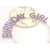 Mor Renk Kristal Taşlı Parlak Birthday Girl Yazılı Taç 16x17 cm