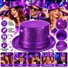 Mor Simli Glitter Silindir Parti Şapkası
