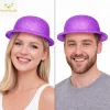Mor Simli Melon Şapka | İnce Plastik Glitter Yetişkin Parti Şapkası