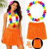 Neon Turuncu Hawaii Etek 40 cm ve Rengarenk Hawaii Kolye