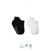 Nessiworld Bistyle 2Li Sneakers Kaymaz Basic Penye Çorap BS20103 Siyah Ekru