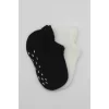 Nessiworld Bistyle 2Li Sneakers Kaymaz Basic Penye Çorap BS20103 Siyah Ekru