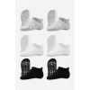 Nessiworld Bistyle 6Lı Sneakers Kaymaz Penye Çorap BS20102 Gri Beyaz Siyah
