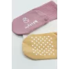 Nessiworld Bistyle Basic Kaymaz Penye Soket Çorap 3Lü BS10107 Pudra Ekru Somon