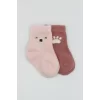 Nessiworld Bistyle Bear Penye Soket Çorap 2Li BS10116 Pembe