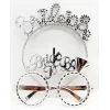 NessiWorld BrideToBeYazılıTaçveBrideToBeYazılıGözlükSetiGümüşRenk