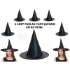 Nessiworld Halloween Siyah Renk Parlak Dralon Cadı Şapkası Yetişkin ve Çocuk Uyumlu 6 Adet