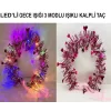 Nessiworld Kalp Püsküllü Gece Parıltısı 3 Modlu LED&#39;li Işıklı Taç Fuşya Renk