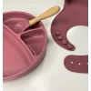 Nessiworld OiOi Blw II Silikon Beslenme Seti 3Lü (Tabaklı) Velvet Rose