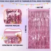 Nessiworld Rose Gold Renk Ekstra Metalize Parlak Saçaklı Arka Fon Perde İthal A Kalite 1x2 Metre