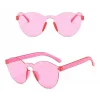 Nessiworld Sert Mika Oval Şekilli Çerçevesiz Pembe Gözlük Retro Parti 5x14 cm