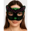 Nessiworld Siyah Kadife Kaplama Üzeri Pembe Yeşil Sim İşlemeli Kedi Maskesi 20x13 cm