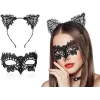 Nessiworld  Siyah Renk Dantel Maske ve Dantel Kulak Taç Seti Yetişkin No 10