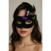 Nessiworld   Siyah Renk İncili Taşlı Süet Kaplama Venedik Parti Maskesi 20x22 cm