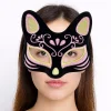 Nessiworld   Siyah Renk Süet Kaplama Üzeri Sarı Pembe Simli Kedi Maskesi 17x14 cm