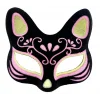 Nessiworld   Siyah Renk Süet Kaplama Üzeri Sarı Pembe Simli Kedi Maskesi 17x14 cm