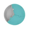  Puzzle Vakum Tabanlı Silikon Tabak Aqua Green / Powder Grey