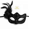Siyah Tüylü Balo Maskesi Kadın Parti Aksesuarı