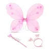 Toz Pembe Renk Kelebek Kanadı Tacı ve Sopası 50x37 cm