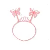Toz Pembe Renk Kelebek Kanadı Tacı ve Sopası 50x37 cm