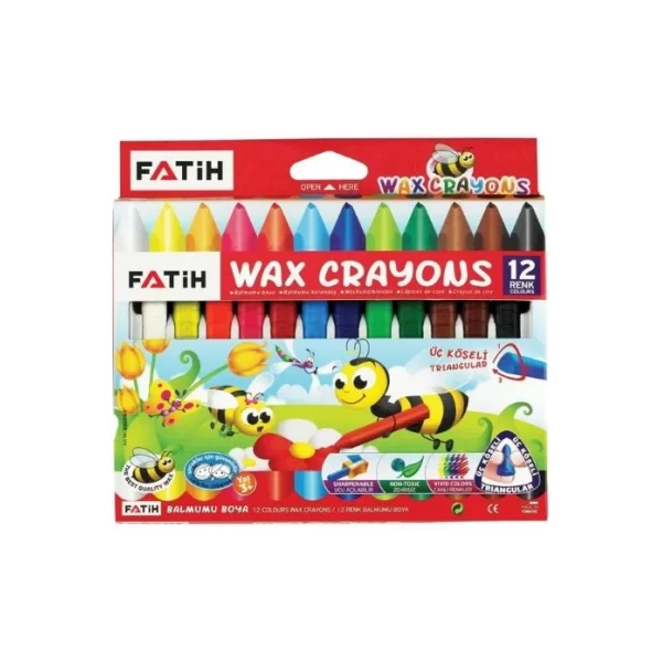 Fatih Üçgen Crayon 12 Renk Jumbo - Mum Boya