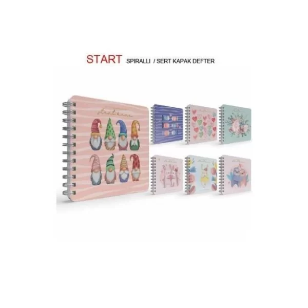 Gıpta Start Spiralli Sert Kapak Defter 16x16 Cm 100 Yaprak Noktalı