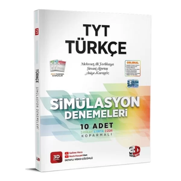 2025 TYT Türkçe Simülasyon Denemeleri Detaylı Video Çözümlü 3D Yayınları