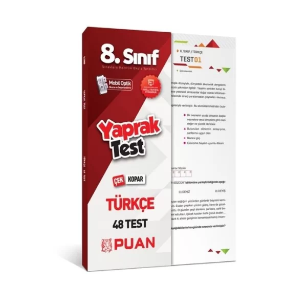 Puan 8. Sınıf Türkçe 48 Çek Kopar Yaprak Test Puan Yayınları