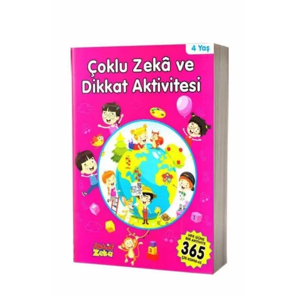 4 Yaş Çoklu Zeka ve Dikkat Aktivitesi - Pembe Kitap Aktif Zeka Yayınları