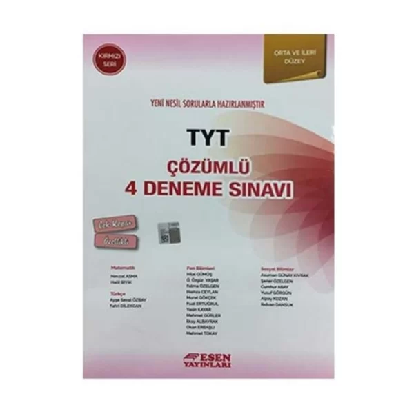 TYT Çözümlü 4 Deneme Sınavı Kırmızı Seri Esen Yayınları