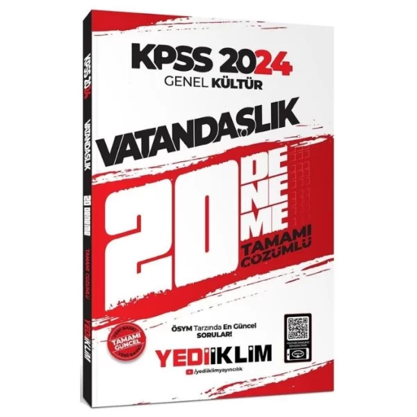 2025 KPSS Genel Kültür Vatandaşlık Tamamı Çözümlü 20 Deneme Yediiklim Yayınları