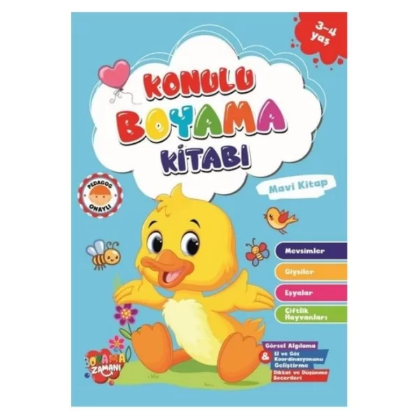 BOYAMA ZAMANI KONULU BOYAMA MAVİ KİTAP 3+4 YAŞ