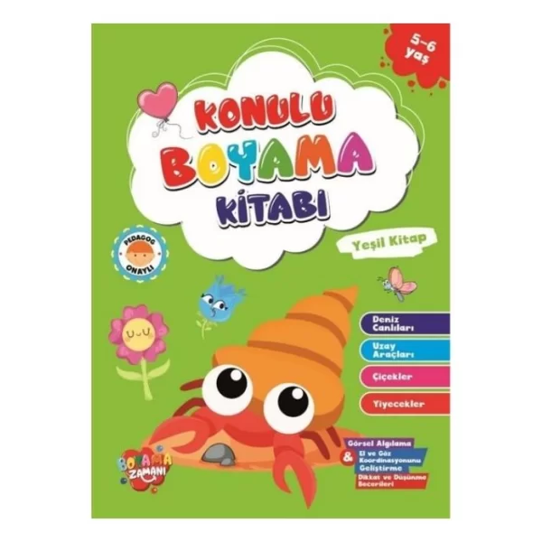 BOYAMA ZAMANI KONULU BOYAMA YEŞİL KİTAP 5+6 YAŞ