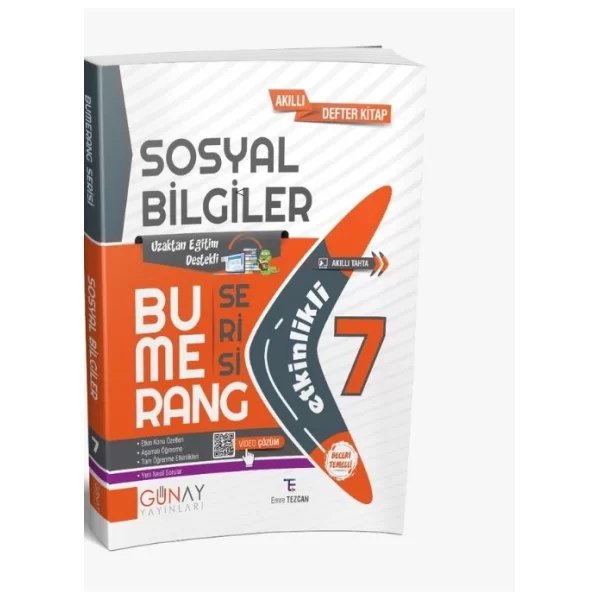 7.Sınıf Sosyal Bilgiler Etkinlikli Bumerang Serisi Soru Bankası Günay Yayınları