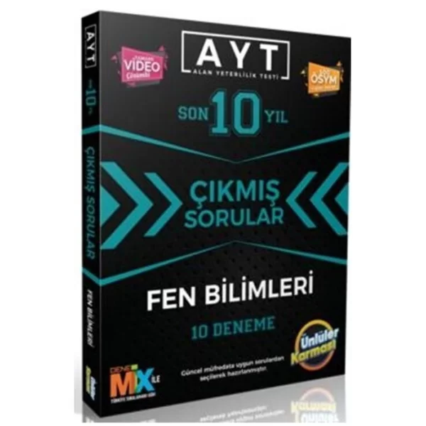 AYT Fen Bilimleri Çıkmış Sorular Tıpkı Basım 10 Deneme Ünlüler Yayınları