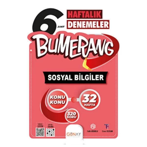 Günay Yayınları 6. Sınıf Bumerang 32 Haftalık Sosyal Bilgiler Denemeleri