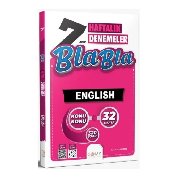 7.Sınıf 32 Haftalık Bla Bla İngilizce Denemeleri Günay Yayınları