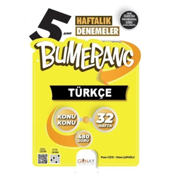 Günay Yayınları 5. Sınıf Bumerang 32 Haftalık Türkçe Denemeleri