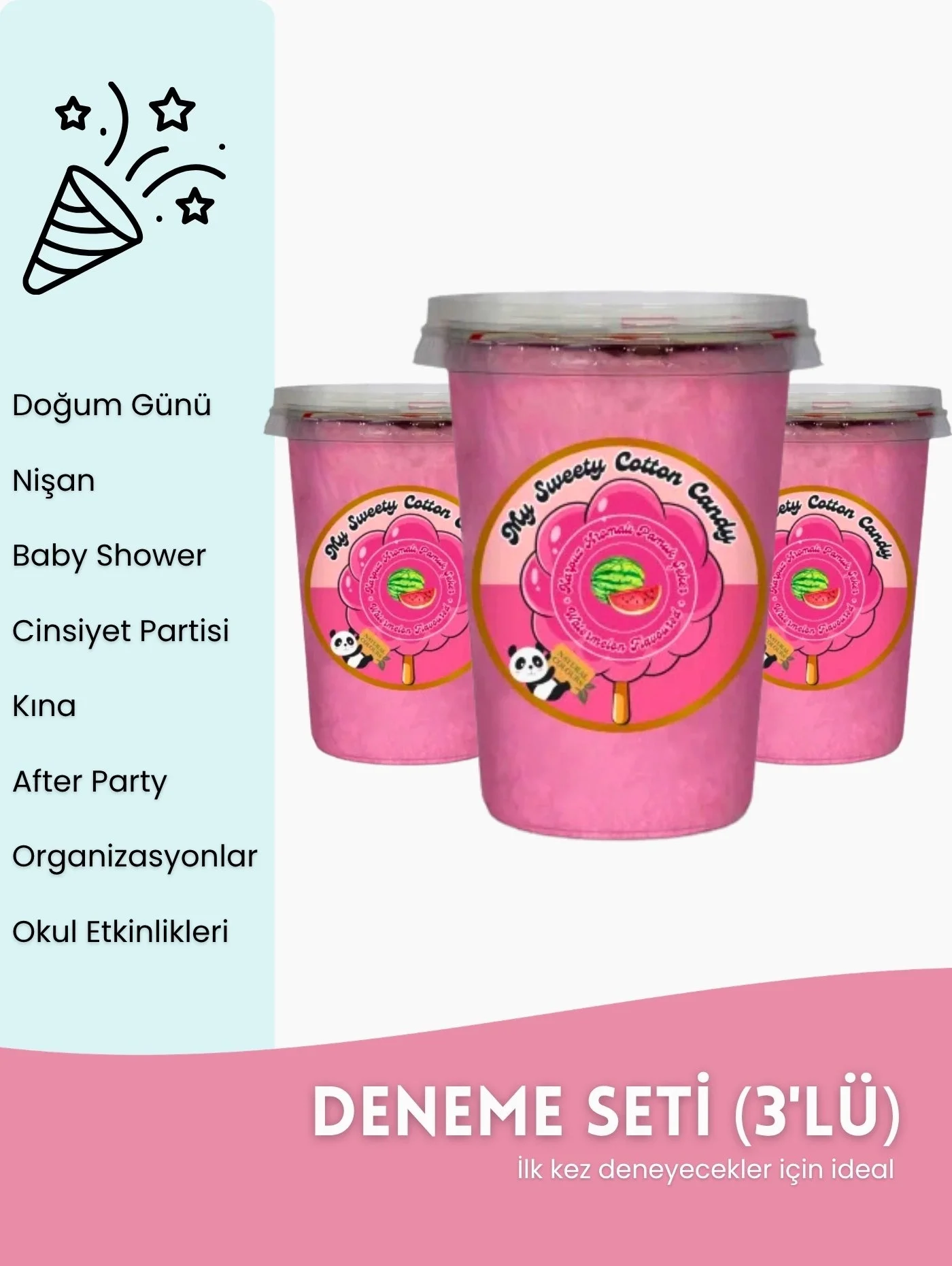 KARPUZ AROMALI 3LÜ GURME PAMUK ŞEKERLER