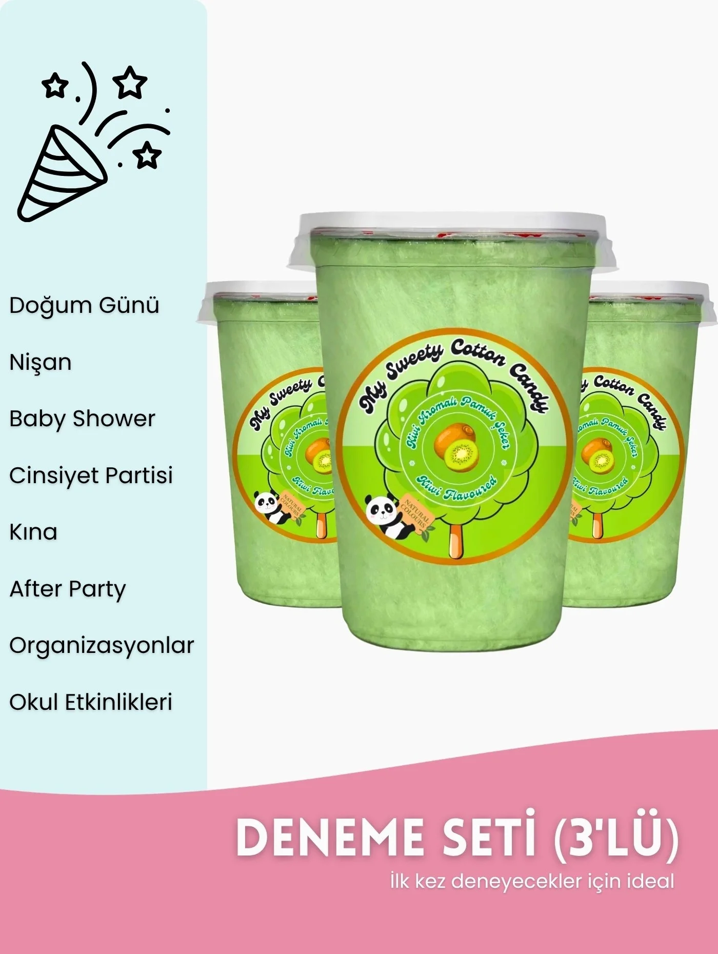 KİVİ AROMALI 3LÜ GURME PAMUK ŞEKERLER