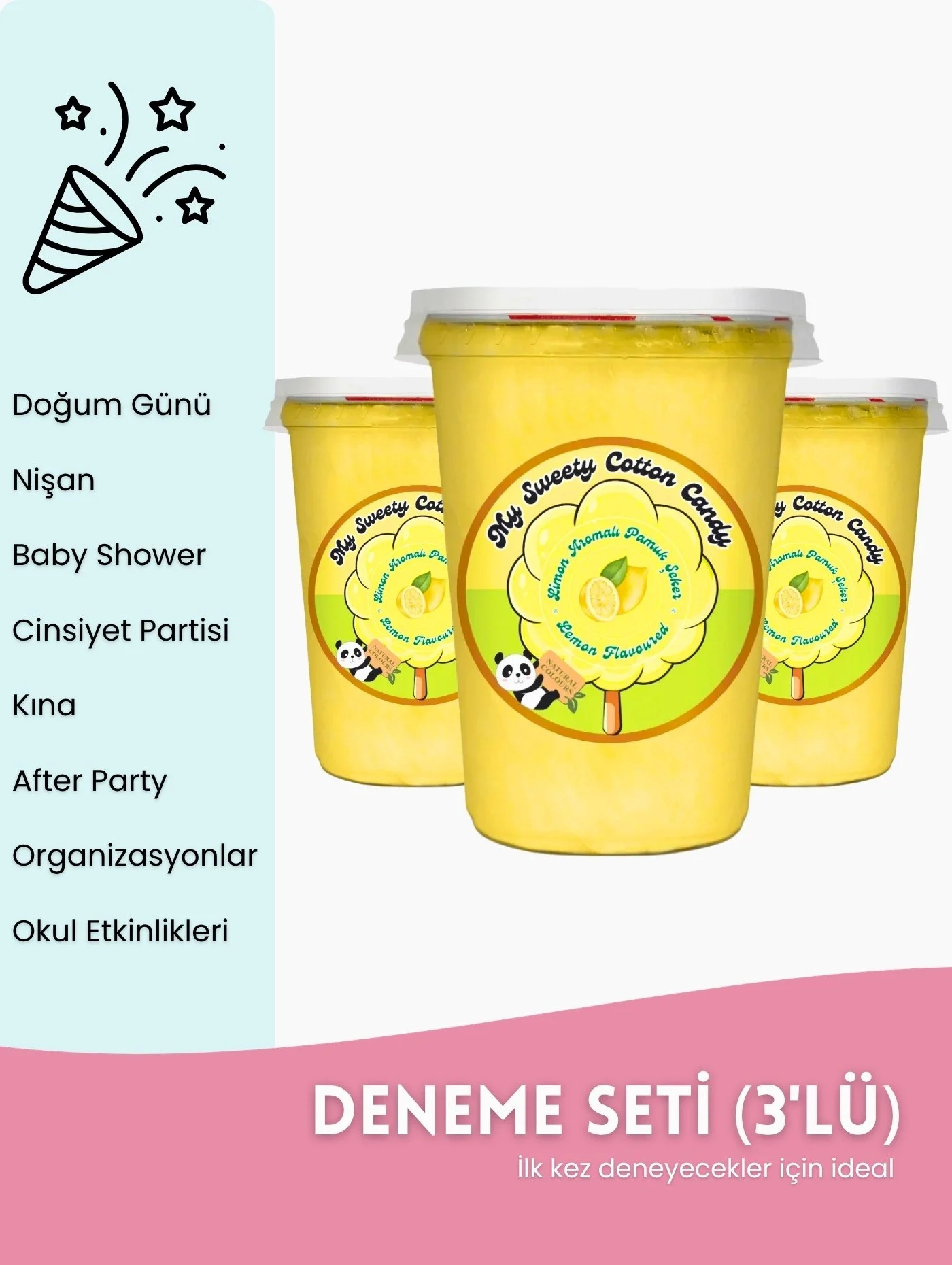 LİMON AROMALI 3LÜ GURME PAMUK ŞEKERLER