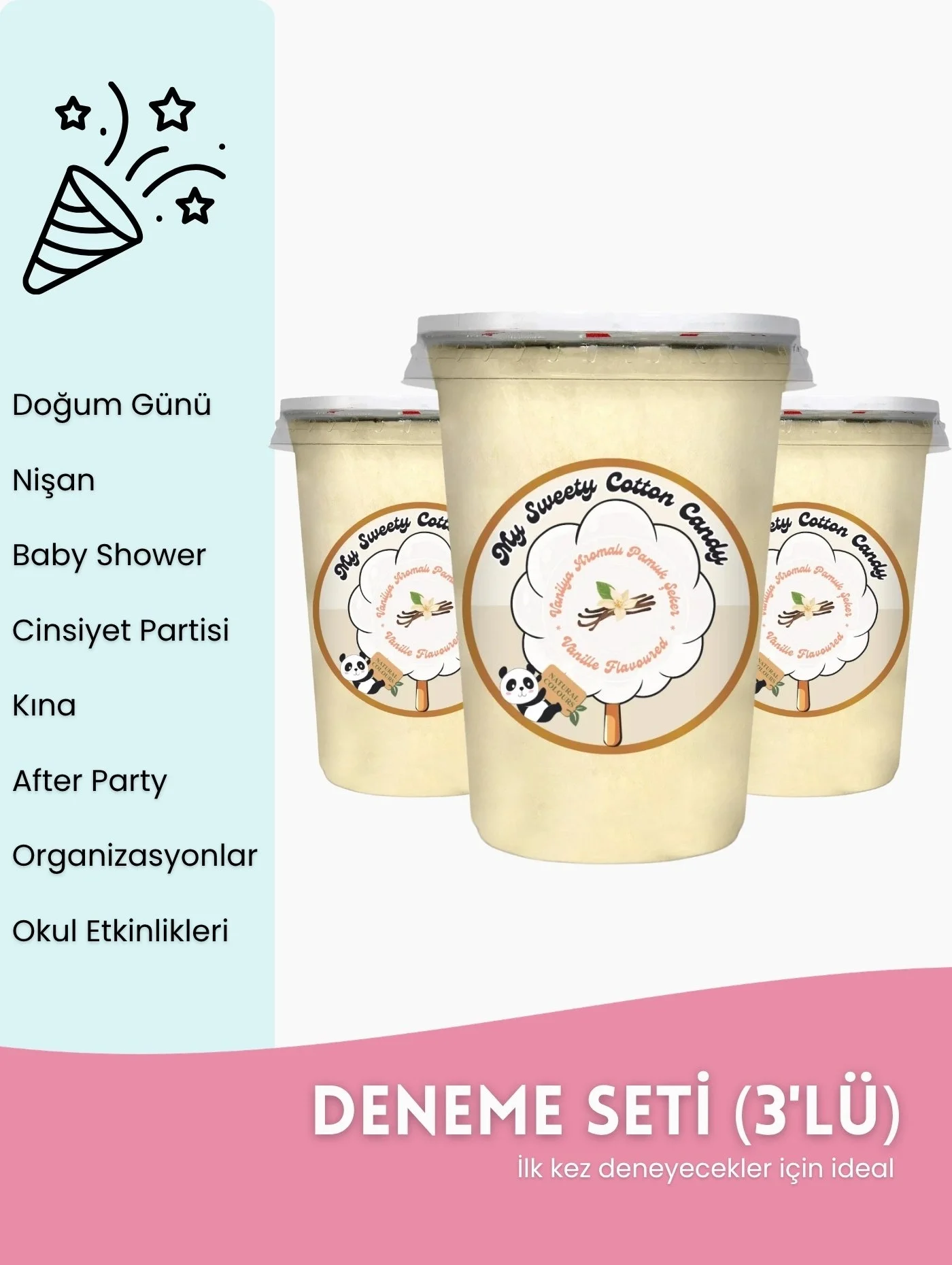 VANİLYA AROMALI 3LÜ GURME PAMUK ŞEKERLER