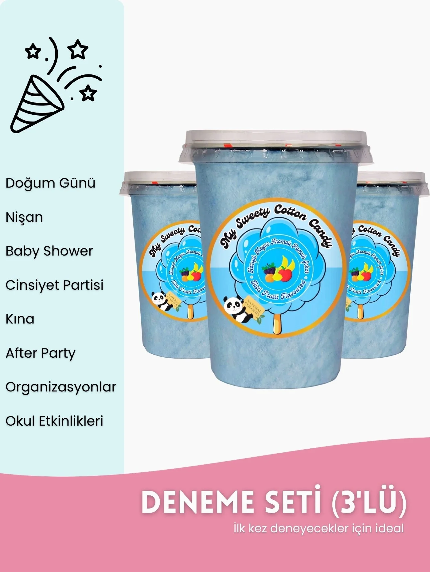 TUTTİ FRUTTİ AROMALI 3LÜ GURME PAMUK ŞEKERLER