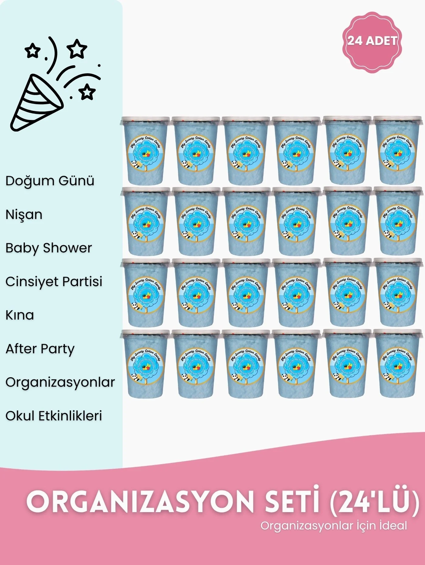 Tutti Frutti Aromalı Gurme Pamuk Şeker 24’lü Organizasyon Seti