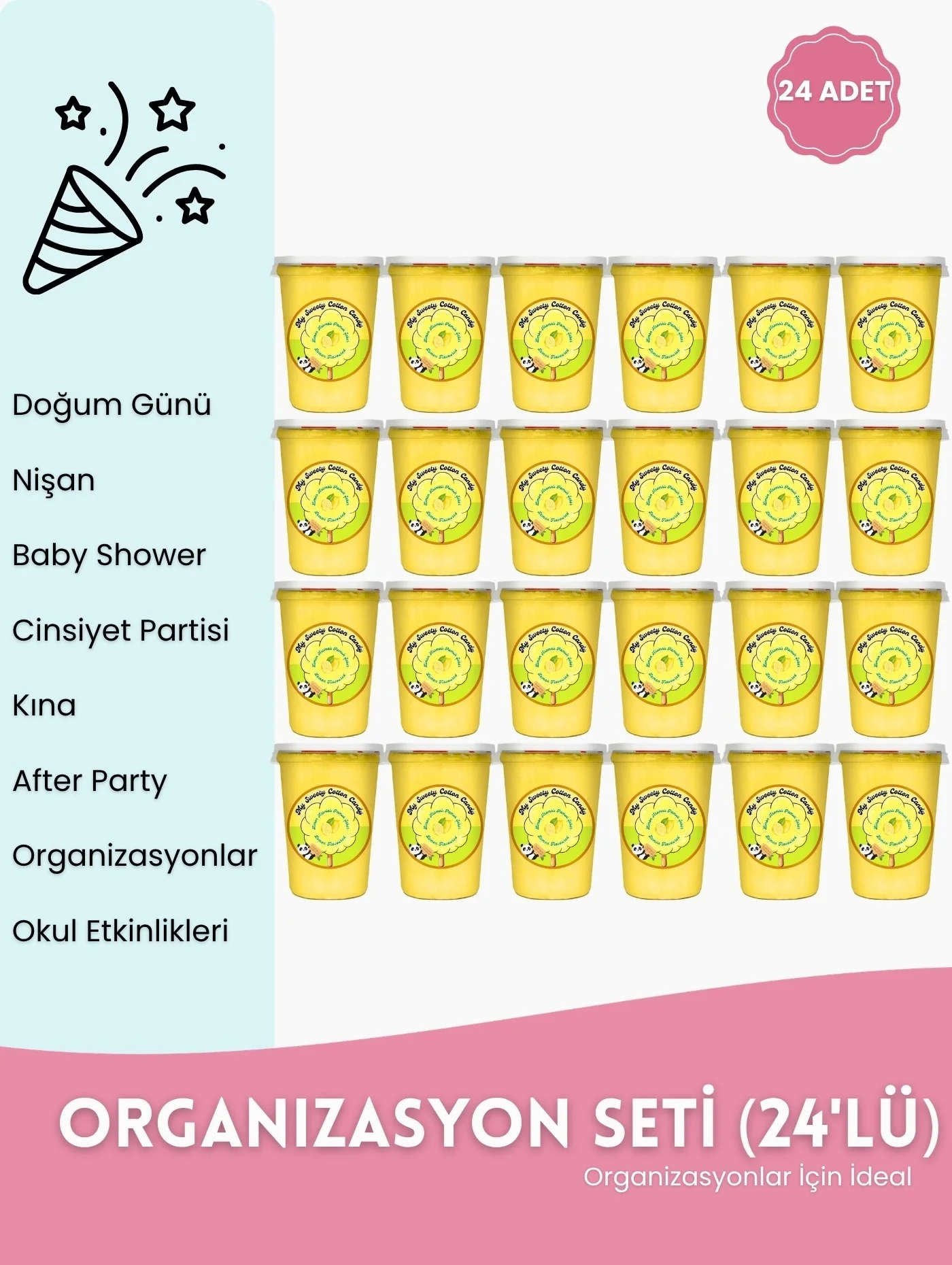 Limon Aromalı Gurme Pamuk Şeker 24’lü Organizasyon Seti