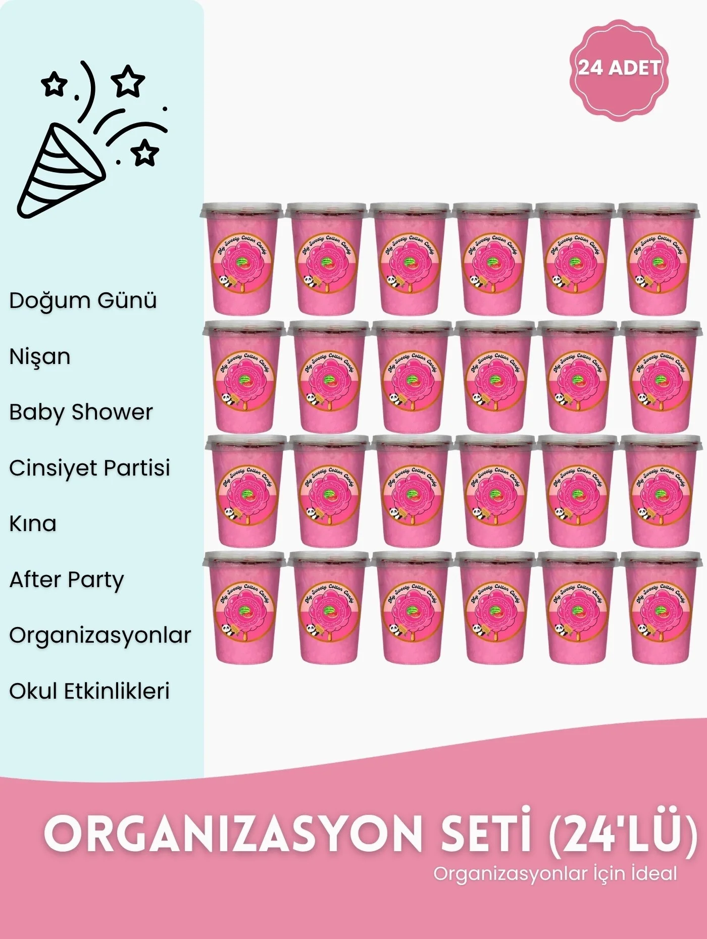 Karpuz Aromalı Gurme Pamuk Şeker 24’lü Organizasyon Seti