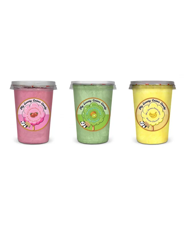 ÇİLEK, KİVİ, MUZ AROMALI 3LÜ GURME PAMUK ŞEKERLER